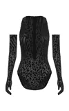 Alex Perry Animal-print Burnout Bodysuit In Black