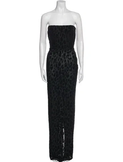 Pre-owned Alex Perry Animal Print Long Dress In Black
