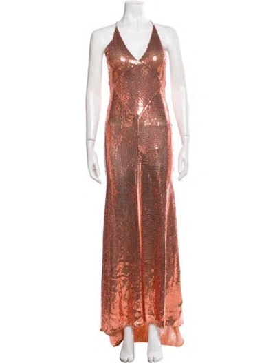 Pre-owned Alex Perry Animal Print Long Dress In Pink