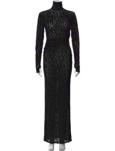Pre-owned Alex Perry Animal Print Long Dress W/ Tags In Black