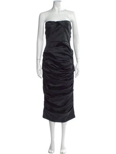 Pre-owned Alex Perry Animal Print Midi Length Dress In Black