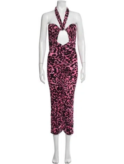 Pre-owned Alex Perry Animal Print Midi Length Dress In Pink