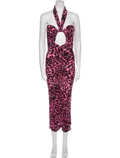 Pre-owned Alex Perry Animal Print Midi Length Dress W/ Tags In Pink