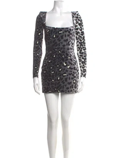Pre-owned Alex Perry Animal Print Mini Dress In Black