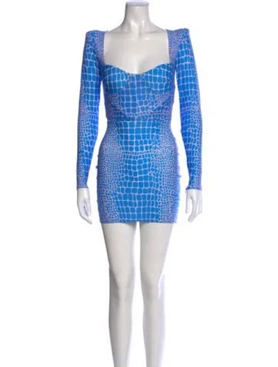Pre-owned Alex Perry Animal Print Mini Dress In Blue/pink
