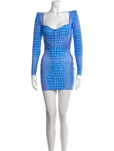Pre-owned Alex Perry Animal Print Mini Dress In Blue/pink