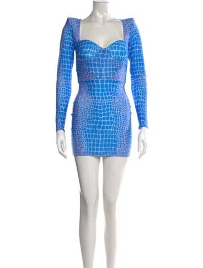 Pre-owned Alex Perry Animal Print Mini Dress In Blue/pink