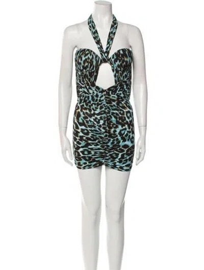 Pre-owned Alex Perry Animal Print Mini Dress In Neutral