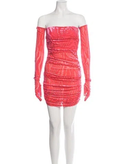 Pre-owned Alex Perry Animal Print Mini Dress In Orange