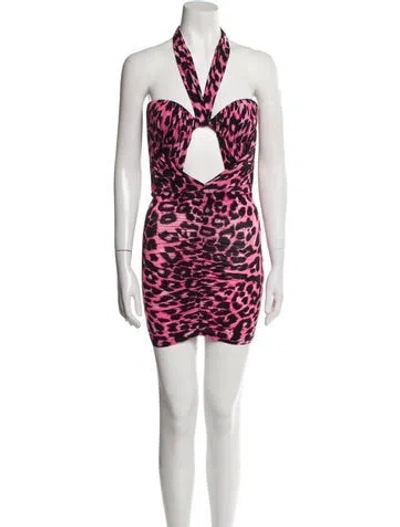 Pre-owned Alex Perry Animal Print Mini Dress In Pink