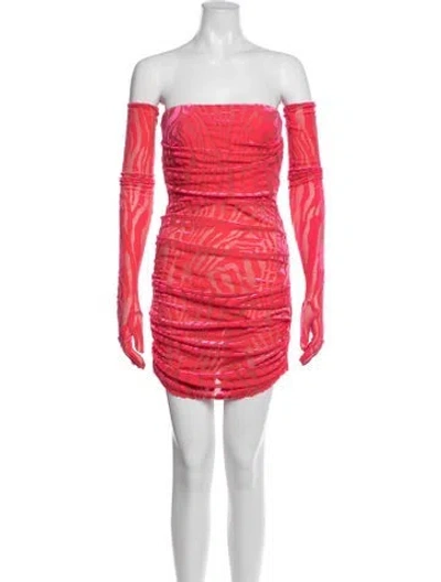 Pre-owned Alex Perry Animal Print Mini Dress In Red