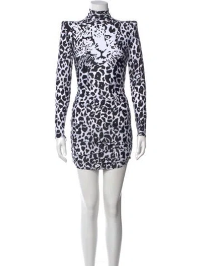 Pre-owned Alex Perry Animal Print Mini Dress W/ Tags In White