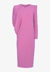 Alex Perry Asymmetric Cape-sleeved Dress In Pink