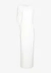 Alex Perry Asymmetric Cape-sleeved Maxi Dress In White