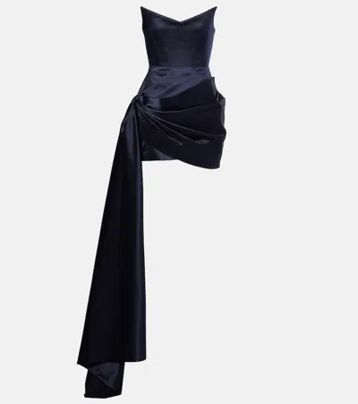 ALEX PERRY ASYMMETRIC SATIN CORSET DRESS