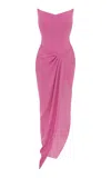 ALEX PERRY ASYMMETRIC CREPE CORSET GOWN