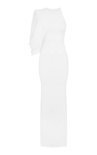 Alex Perry Asymmetric Crepe Gown In White