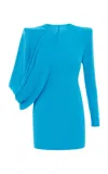 Alex Perry Asymmetric Crepe Mini Dress In Blue