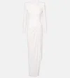 Alex Perry Asymmetric Draped Crêpe Gown In White