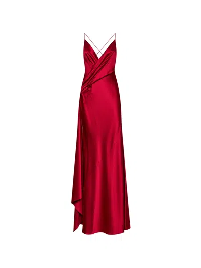Alex Perry Asymmetric Draped Gown In Red