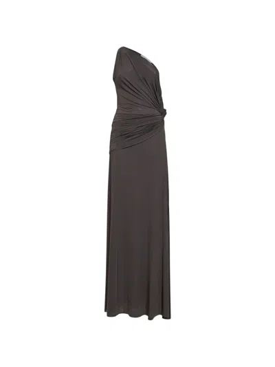Alex Perry Asymmetric Draped One-shoulder Maxi Dress In Gray