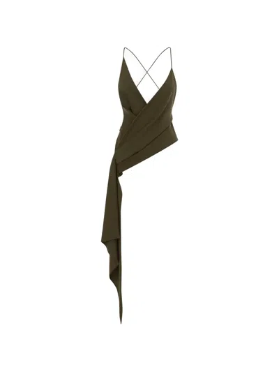 Alex Perry Asymmetric Draped Top In Green