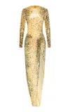 Alex Perry Asymmetric Sequined Maxi Dress In Animal