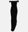 Alex Perry Asymmetric Velvet Bustier Gown In Black