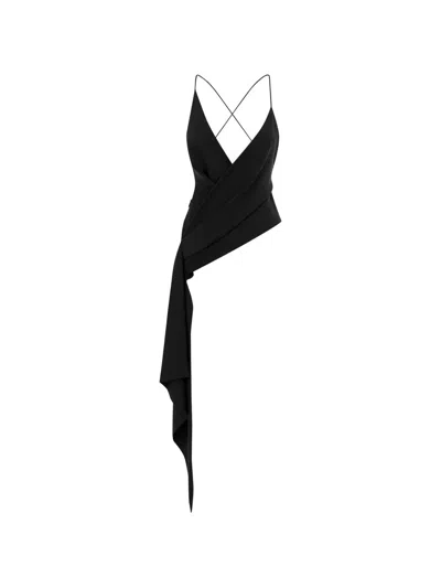 Alex Perry Asymmetric Wrap-style Top In Black