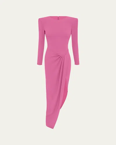 Alex Perry Asymmetrical Longline Drape Crepe Gown In Candy
