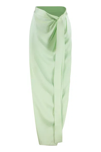Alex Perry Asymmetrical Skirt With Elegant Draped Details In Green