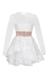 Alex Perry Aubrey Bandeau Floral Lace Mini Dress. In White