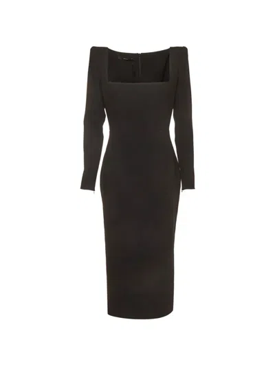 Pre-owned Alex Perry Baird Portrait Midi Dress In Black
