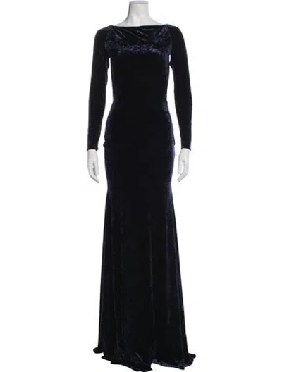 Pre-owned Alex Perry Bateau Neckline Long Dress In Blue