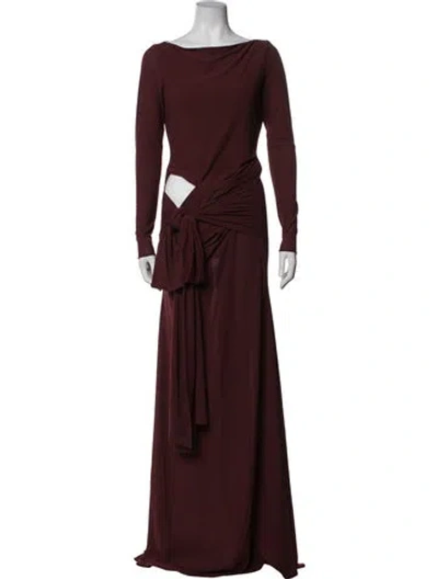 Pre-owned Alex Perry Bateau Neckline Long Dress In Burgundy