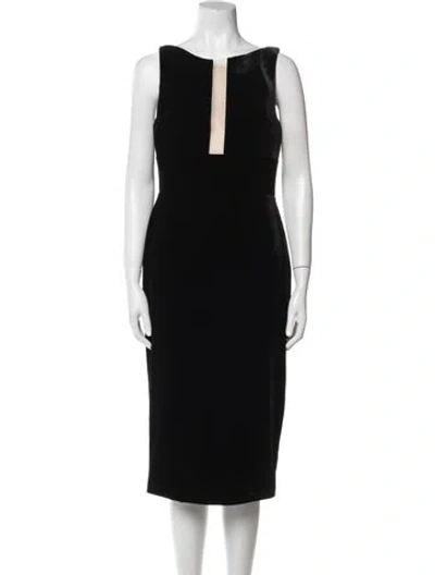 Pre-owned Alex Perry Bateau Neckline Midi Length Dress In Black