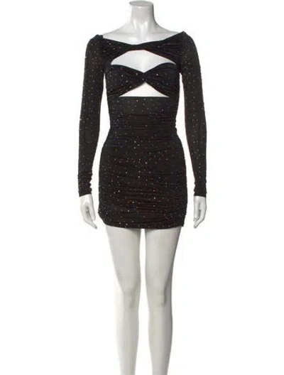Pre-owned Alex Perry Bateau Neckline Mini Dress In Black