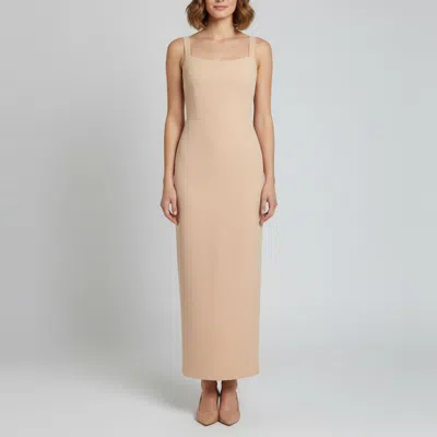 Pre-owned Alex Perry Beige Stretch Crepe Off Shoulder Midi Dress M In Sand