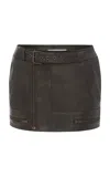 Alex Perry Belted Leather Mini Skirt In Brown