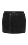 Alex Perry Belted Suede Mini Skirt In Black