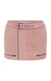 Alex Perry Belted Suede Mini Skirt In Pink