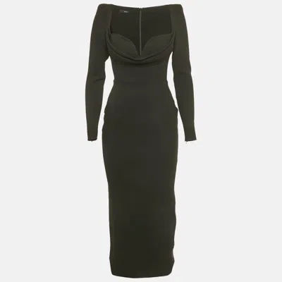 Pre-owned Alex Perry Black Crepe Corin Midi Dress S