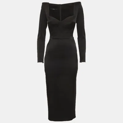 Alex Perry Black Satin Linden Midi Dress