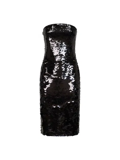 Alex Perry Sequin-embellished Strapless Dress In Black