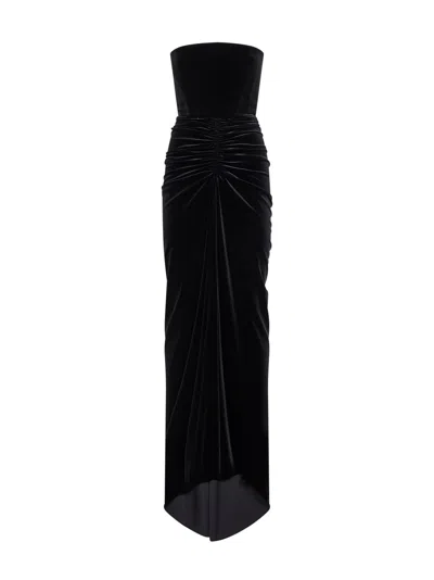 Alex Perry Strapless Gathered-detail Maxi Dress In Black