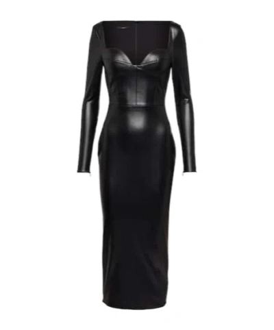 Alex Perry Blade Sweetheart Midi Dress In Black
