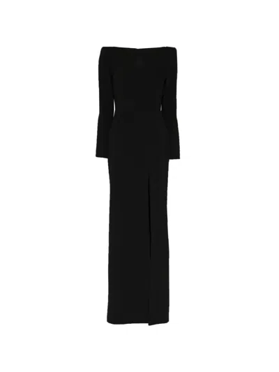 Alex Perry Boatneck Long Sleeves Gown In Black