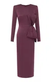 Alex Perry Bow-detailed Satin-crepe Midi Dress In Purple