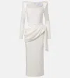 Alex Perry Bridal Draped Crêpe Satin Bustier Gown In White