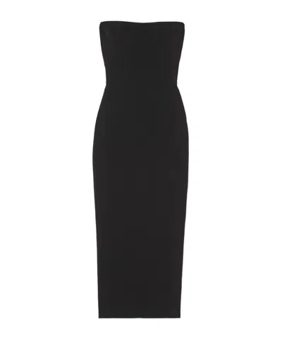 Alex Perry Callan Strapless Crepe Midi Dress In Black